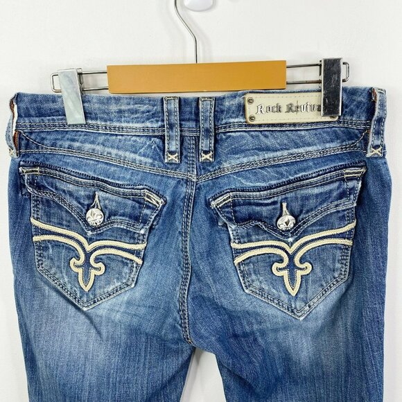 Rock Revival Jeans Hazel Straight Denim Blue Flap Pockets Womens Size 29 x 29 - Picture 2 of 7